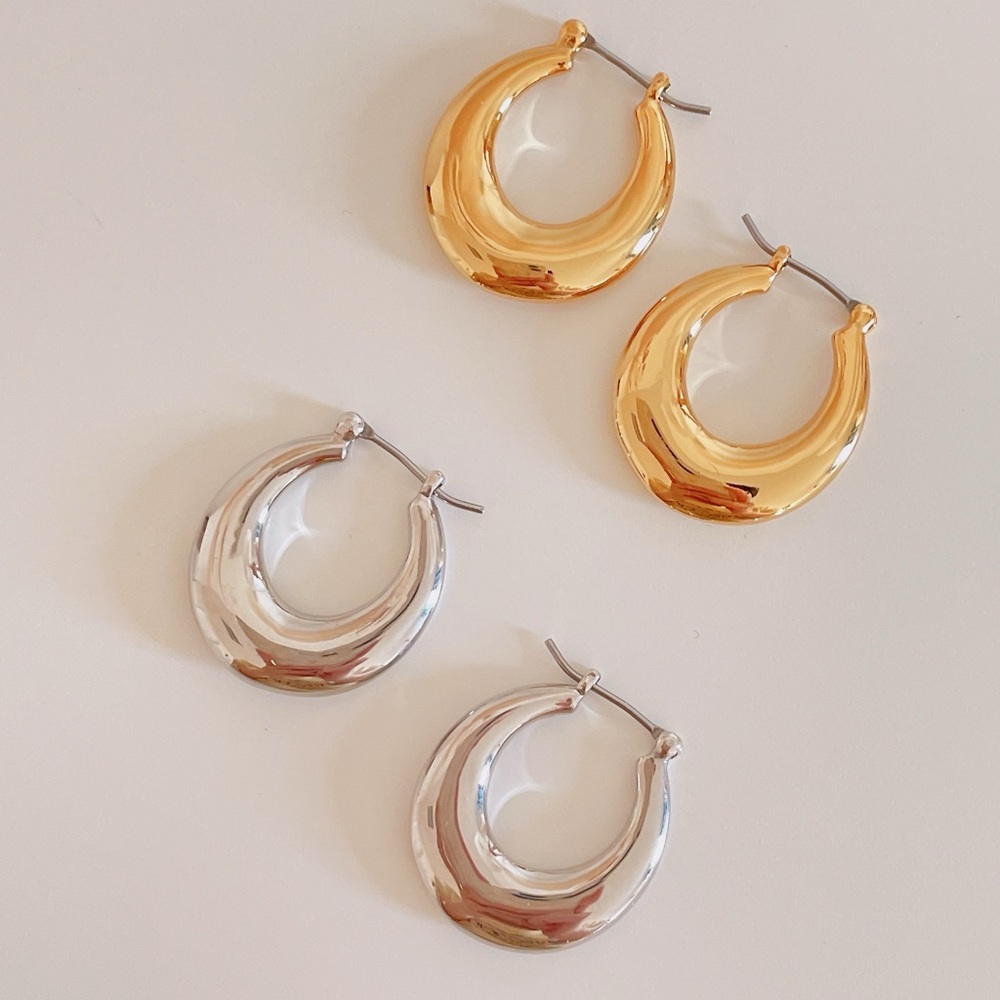18K gold plated oval waterdrop earrings - Picture 3 of 10